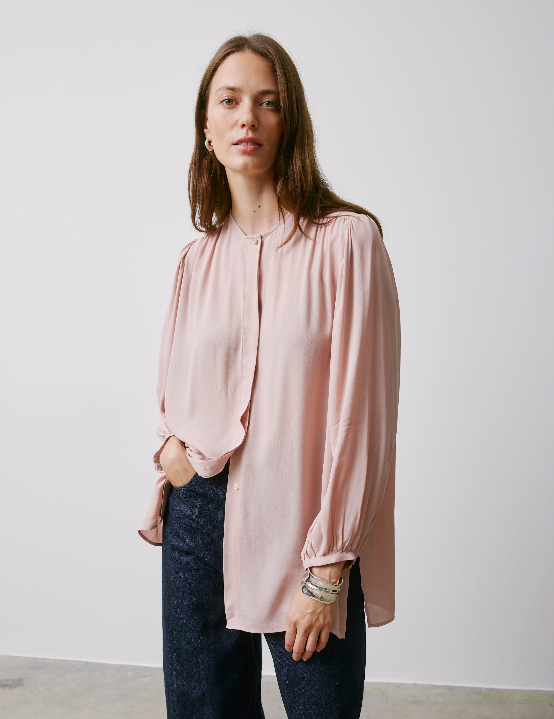 Chemise oversize Madeline rose - Crêpe