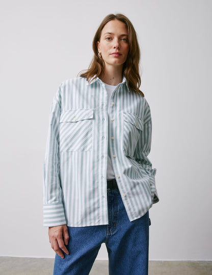 Chemise oversize Maliza rayée verte