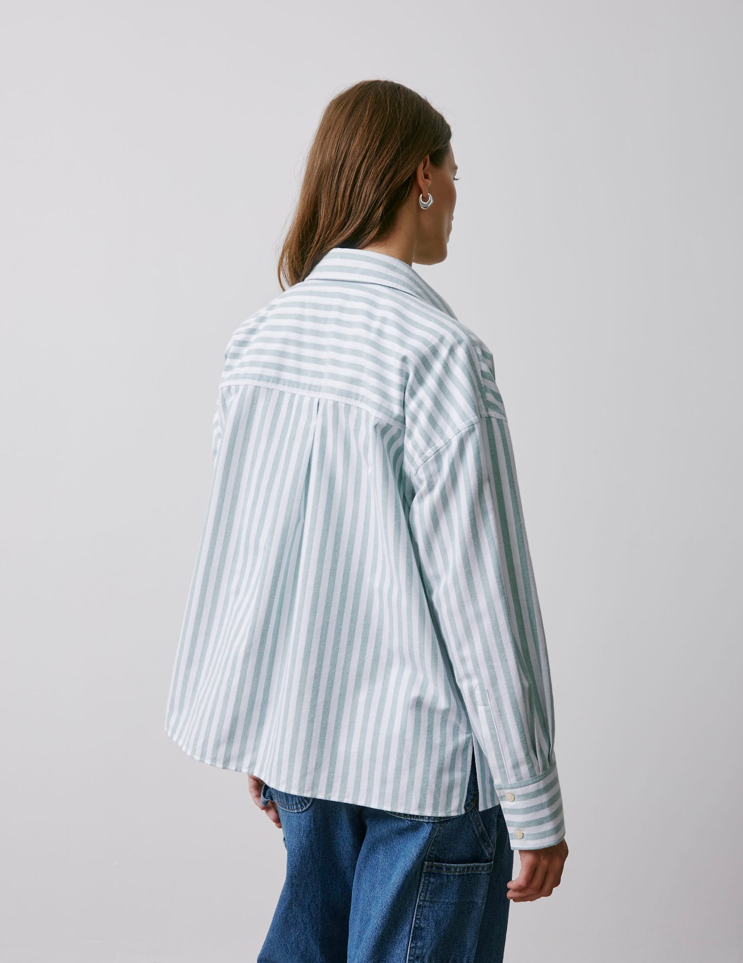 Chemise oversize Maliza rayée verte