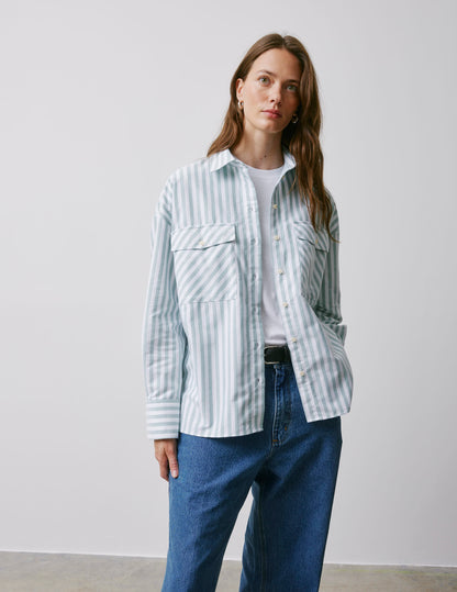Chemise oversize Maliza rayée verte