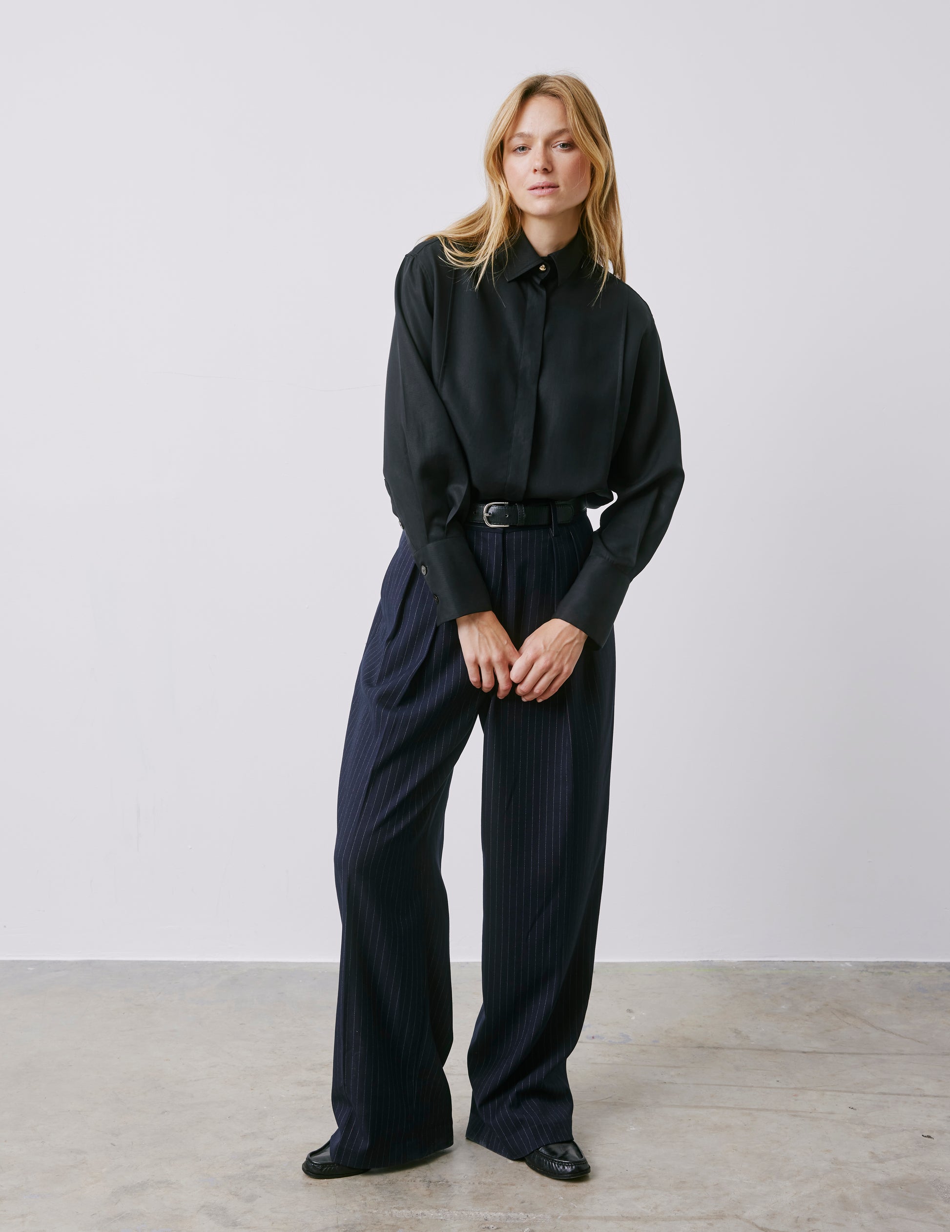 Chemise Manon gorge cachée noire - Lyocell - Col Chemise