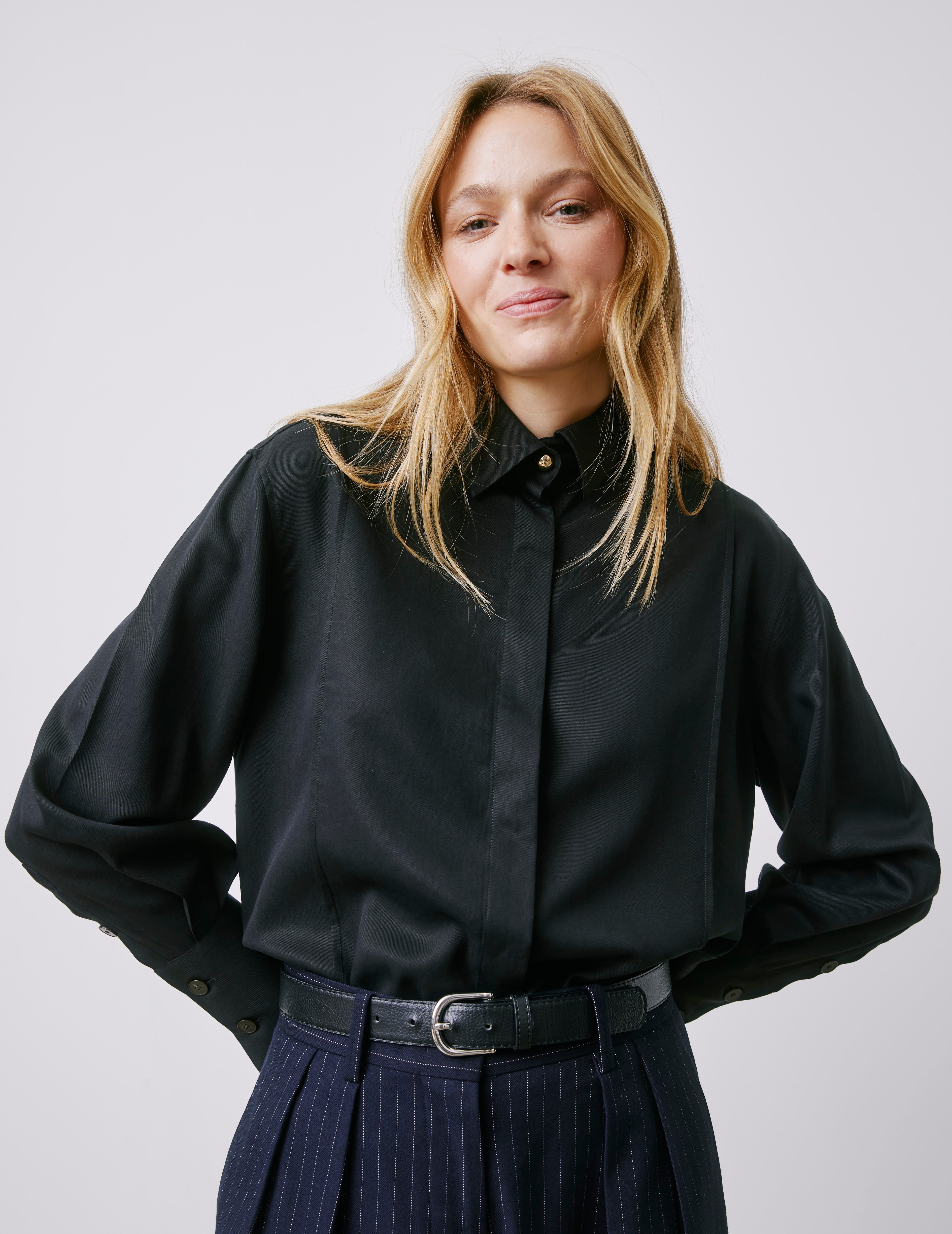 Chemise mode gorge cachée à motifs ANDREA - Noir - - 49.95