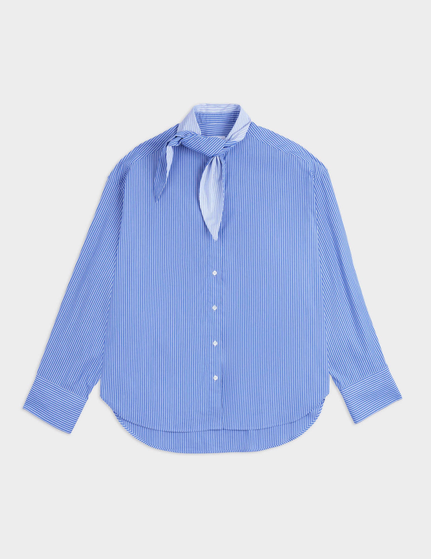Chemise Margaux rayée bleue - Popeline - Col Lavalière#5