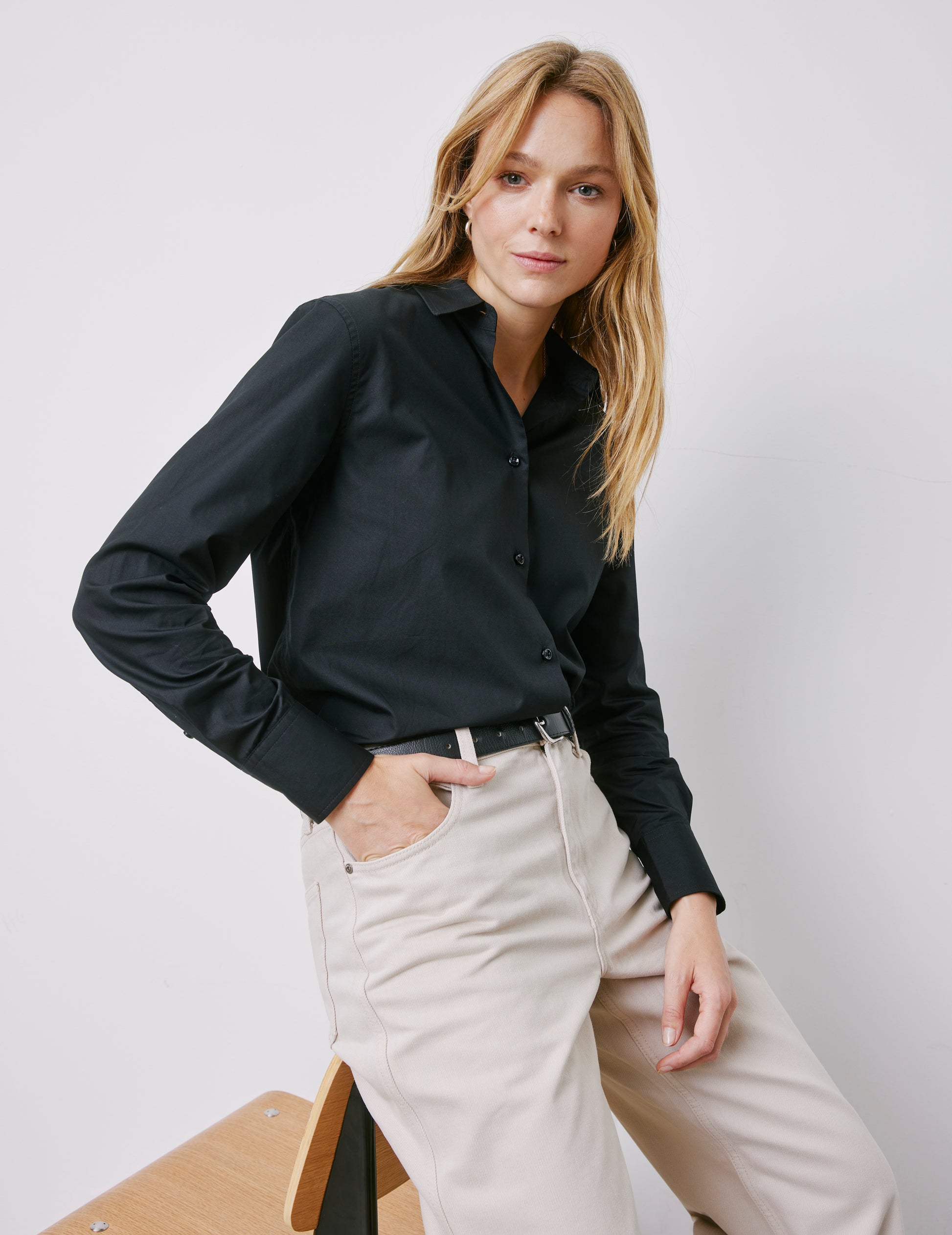 Chemise Marion noire - Popeline - Col Chemise