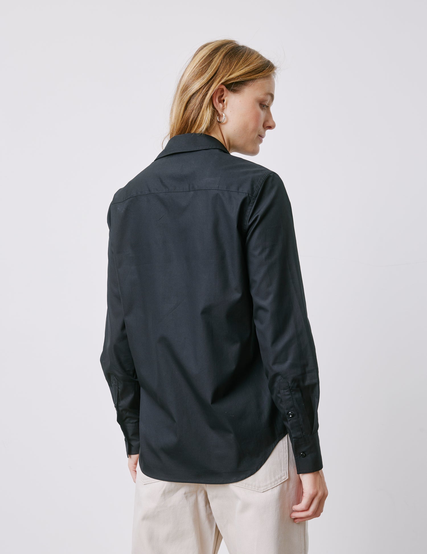 Chemise Marion noire - Popeline - Col Chemise#2