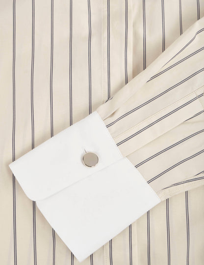 Chemise Mathéa gorge cachée rayée beige