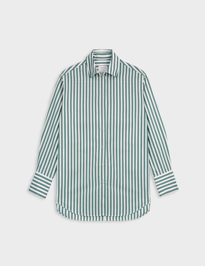 Chemise oversize Mathilde rayée vert sauge