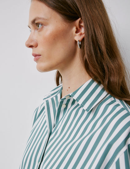 Chemise oversize Mathilde rayée vert sauge
