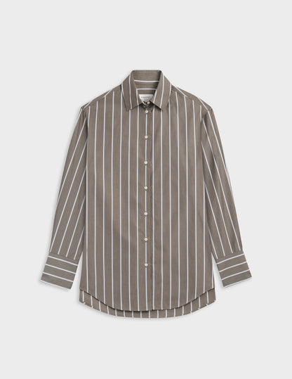 Mathilde khaki striped oversized shirt