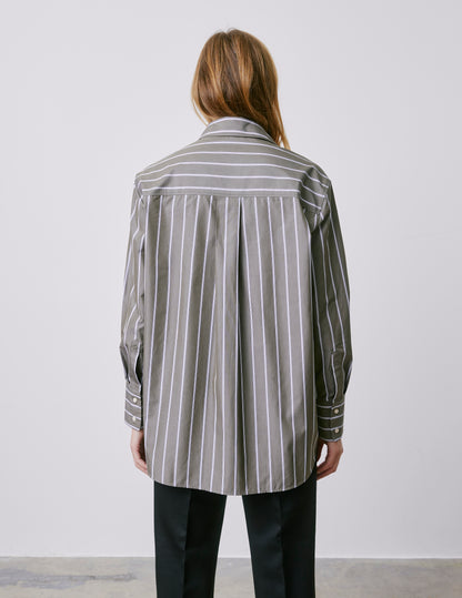 Mathilde khaki striped oversized shirt