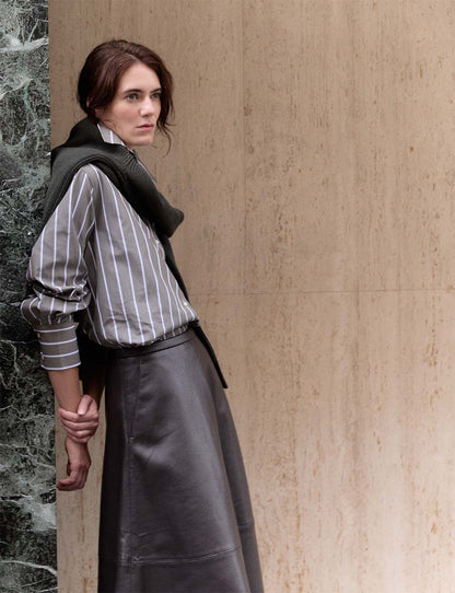 Mathilde khaki striped oversized shirt