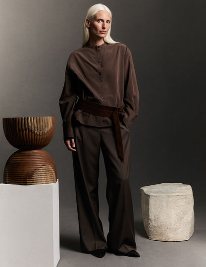 Chemise oversize Maureen rayée marron