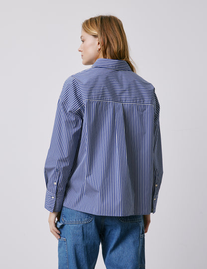 Chemise oversize Mélanie rayée bleue