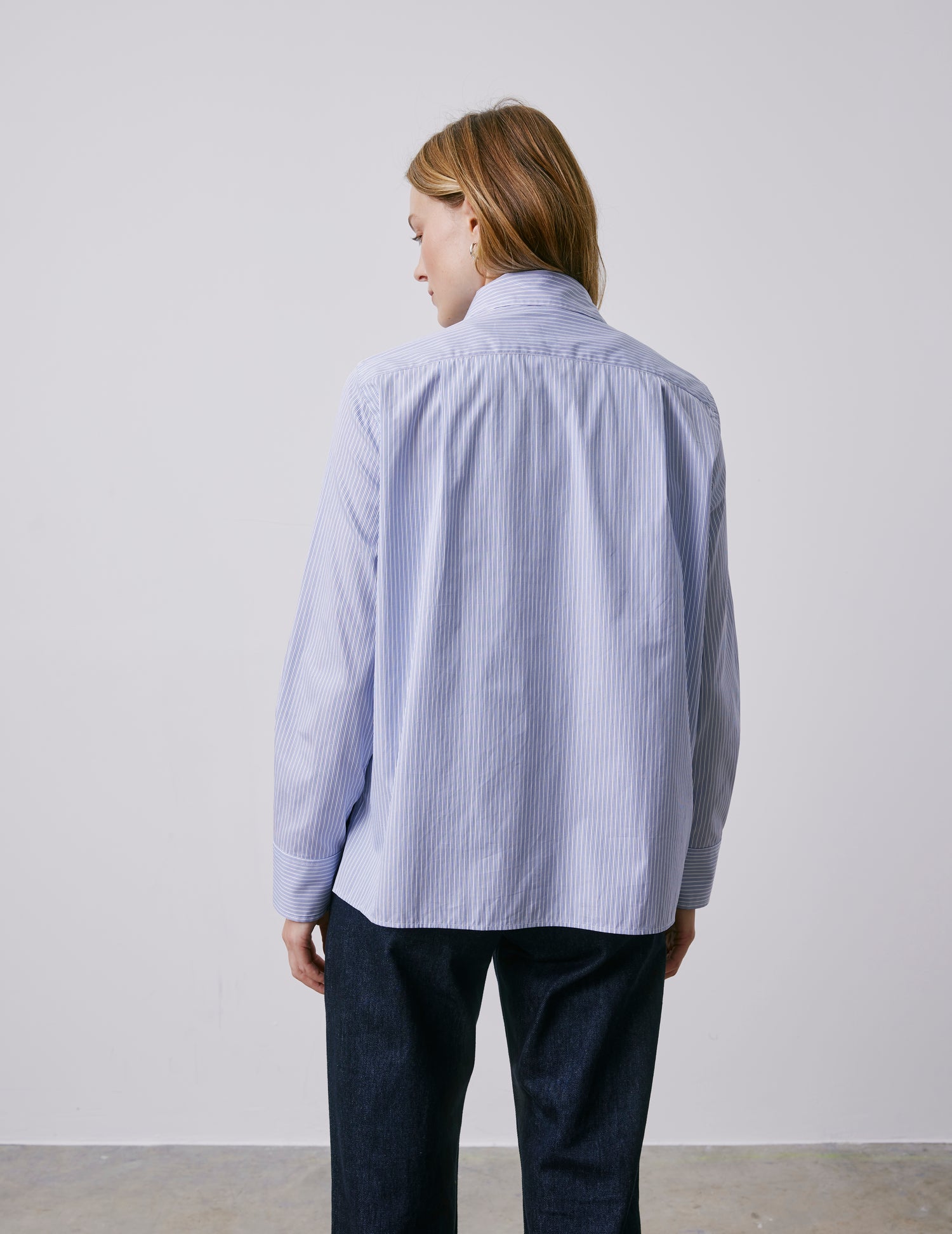 Chemise Meryl rayée bleue - Popeline - Col Chemise#2