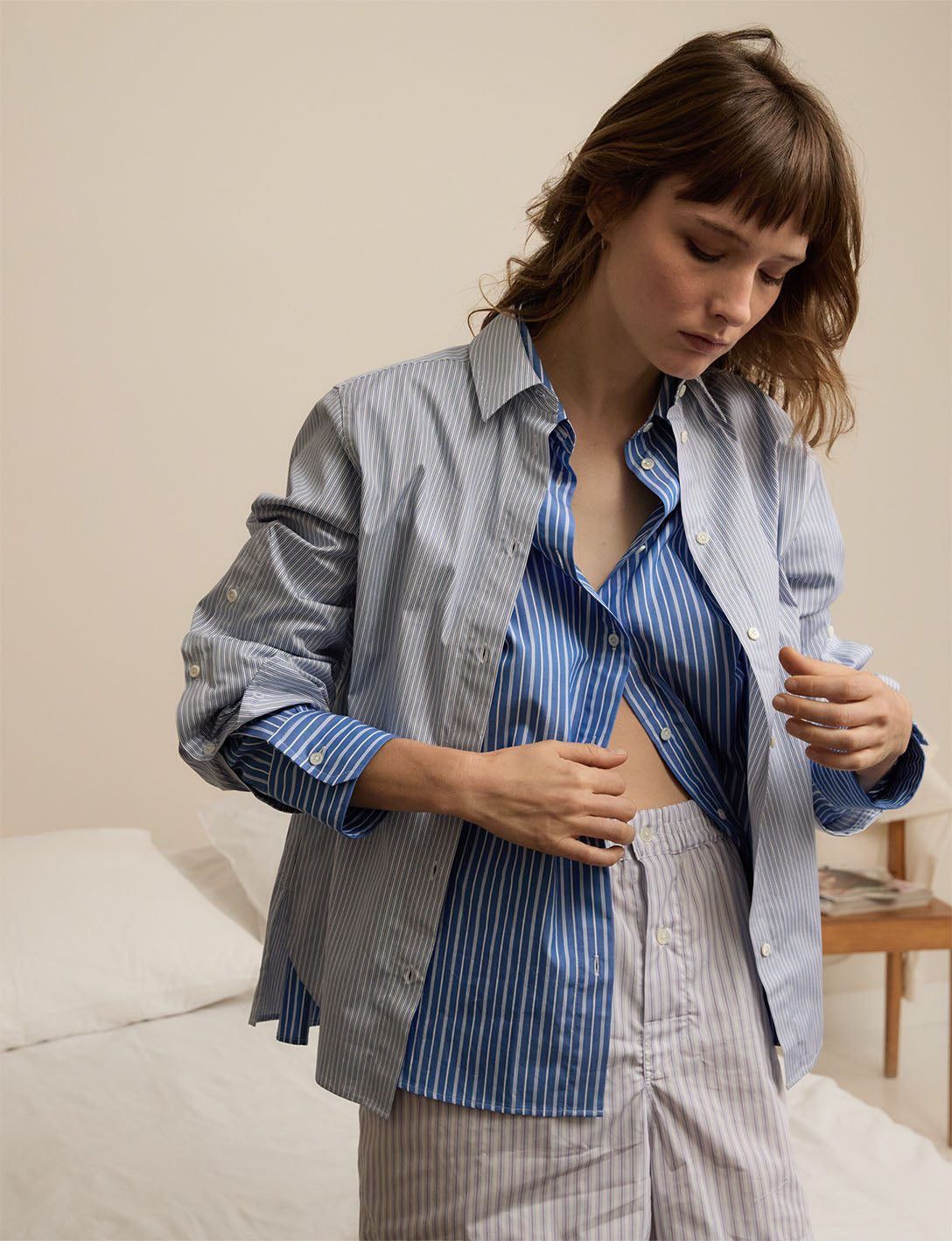 Chemise Meryl rayée bleue - Popeline - Col Chemise#4