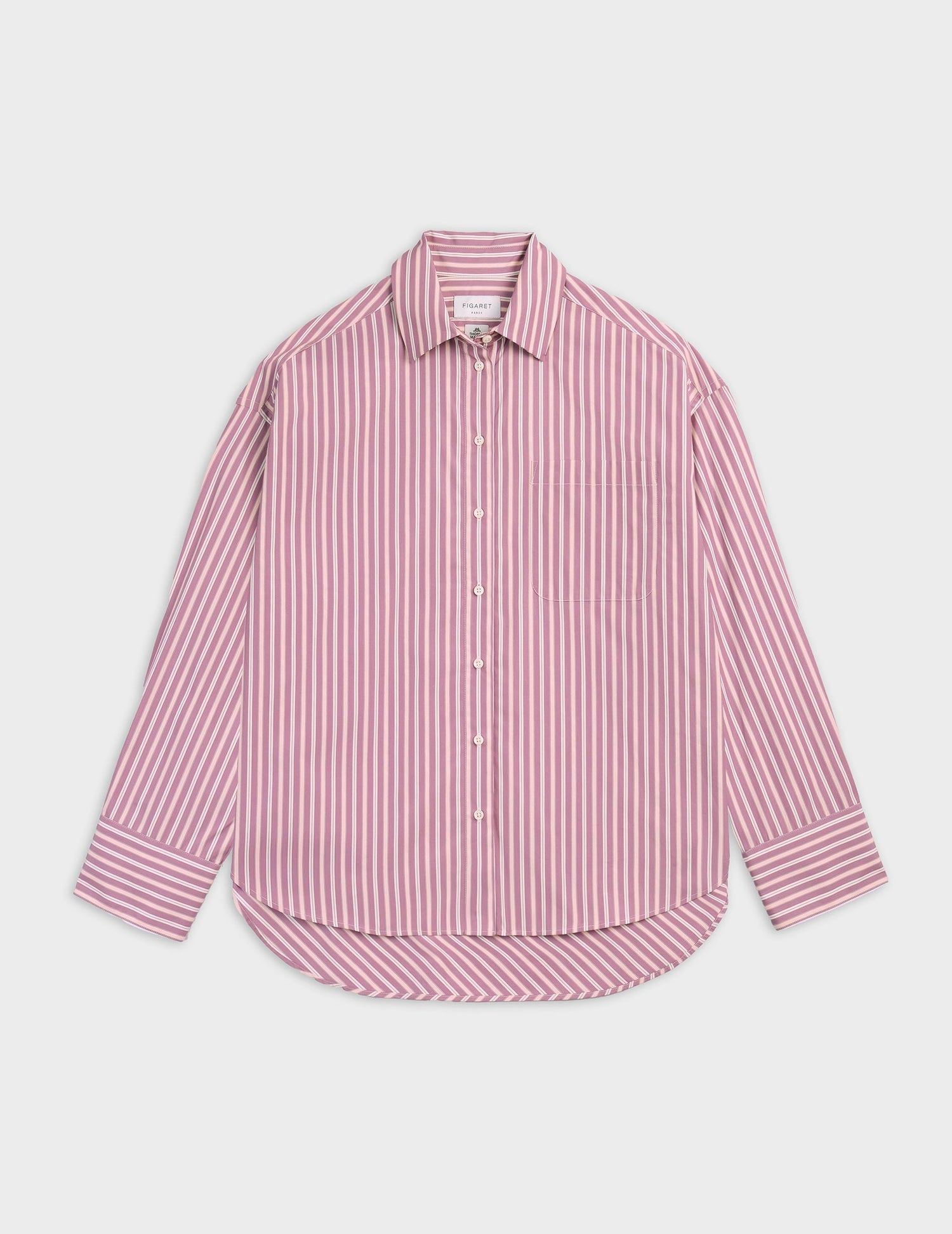 Chemise oversize Soffy rayée rose et violet - Popeline - Col Chemise#7