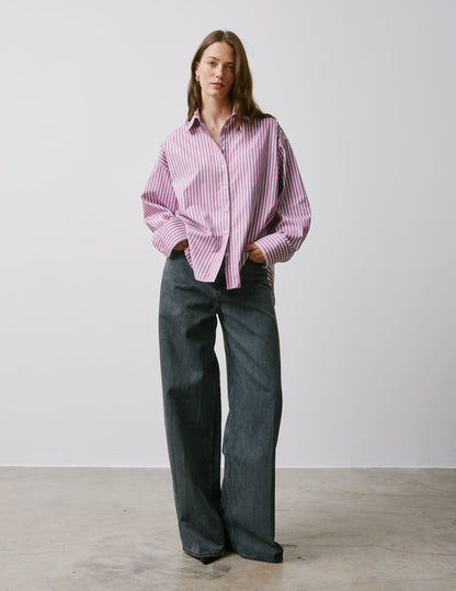 Chemise oversize Soffy rayée rose et violet