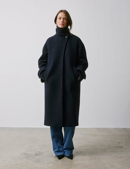 Marielle navy virgin wool coat