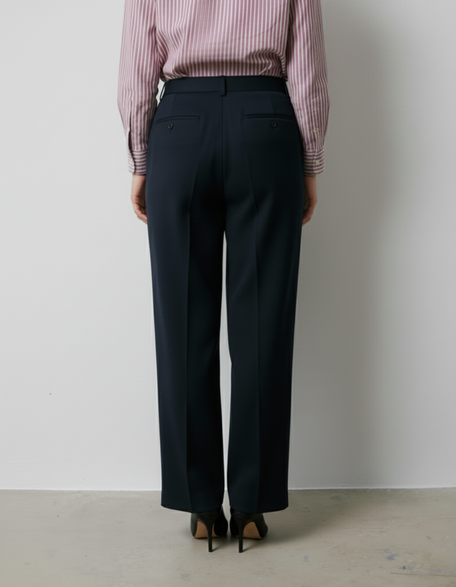 Pantalon Lyzie en laine vierge marine