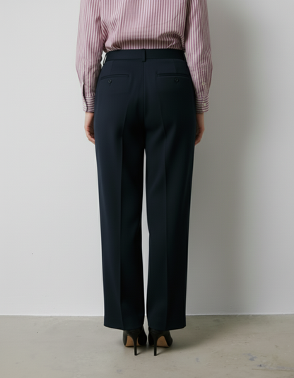 Pantalon Lyzie en laine vierge marine