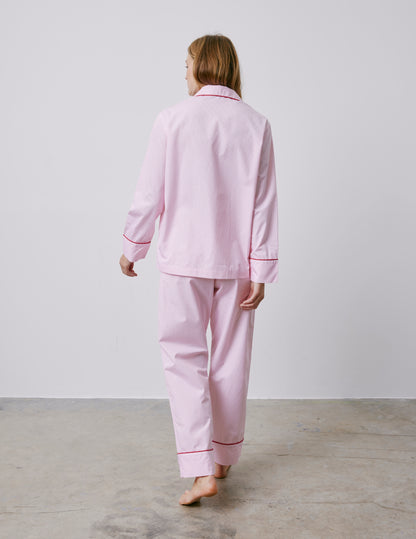 Pyjama Louise en popeline rayée rose