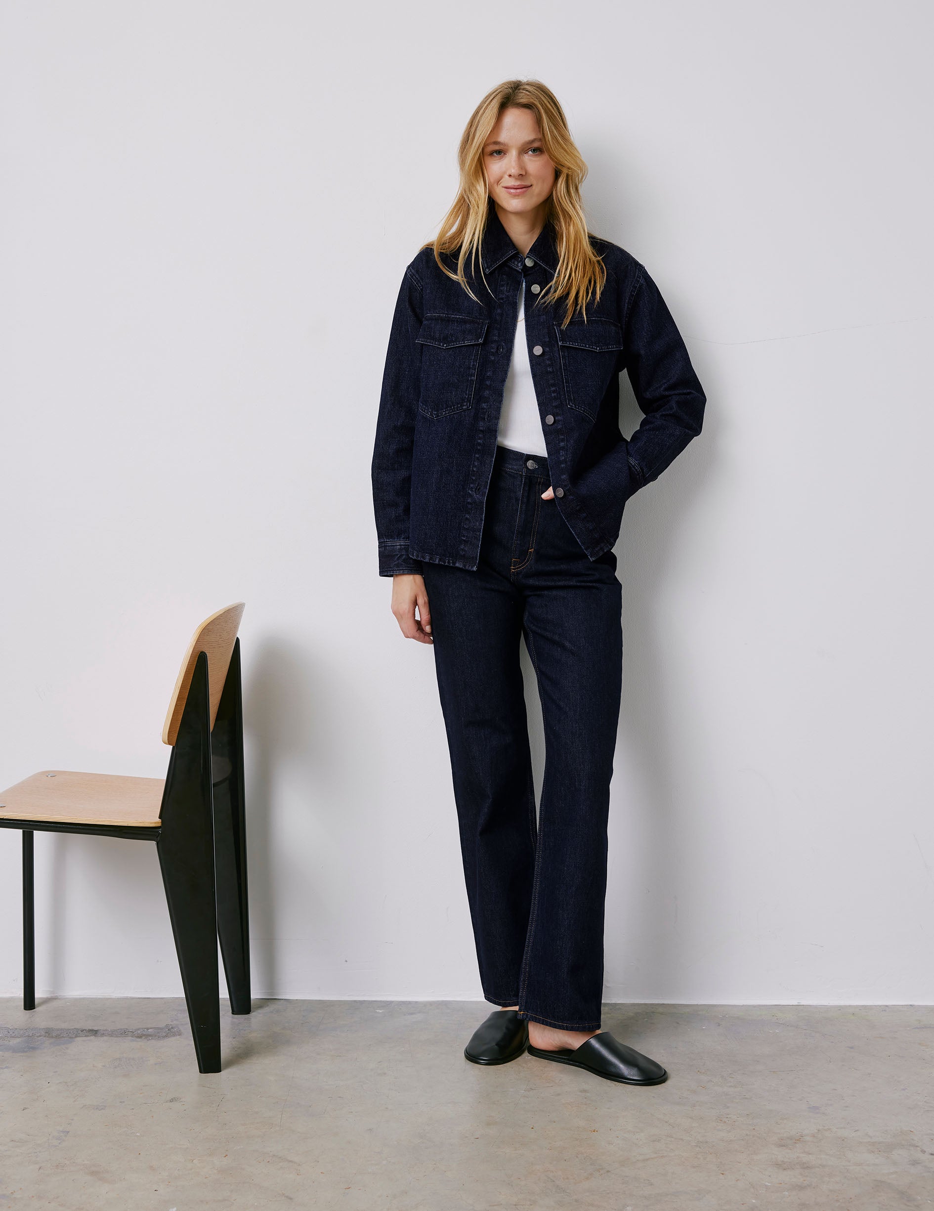 Surchemise Ingrid en denim bleu marine - Denim - Col Chemise