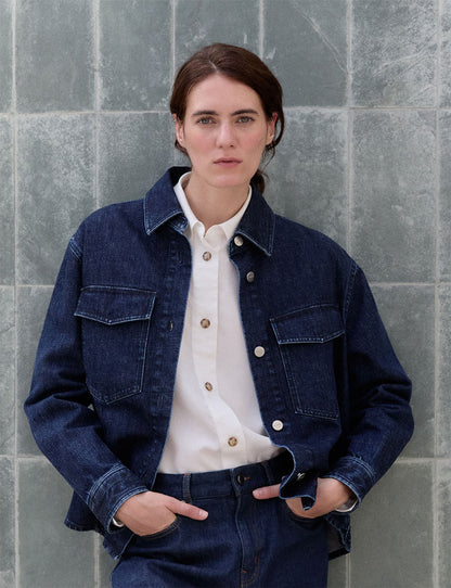 Surchemise Ingrid en denim bleu marine