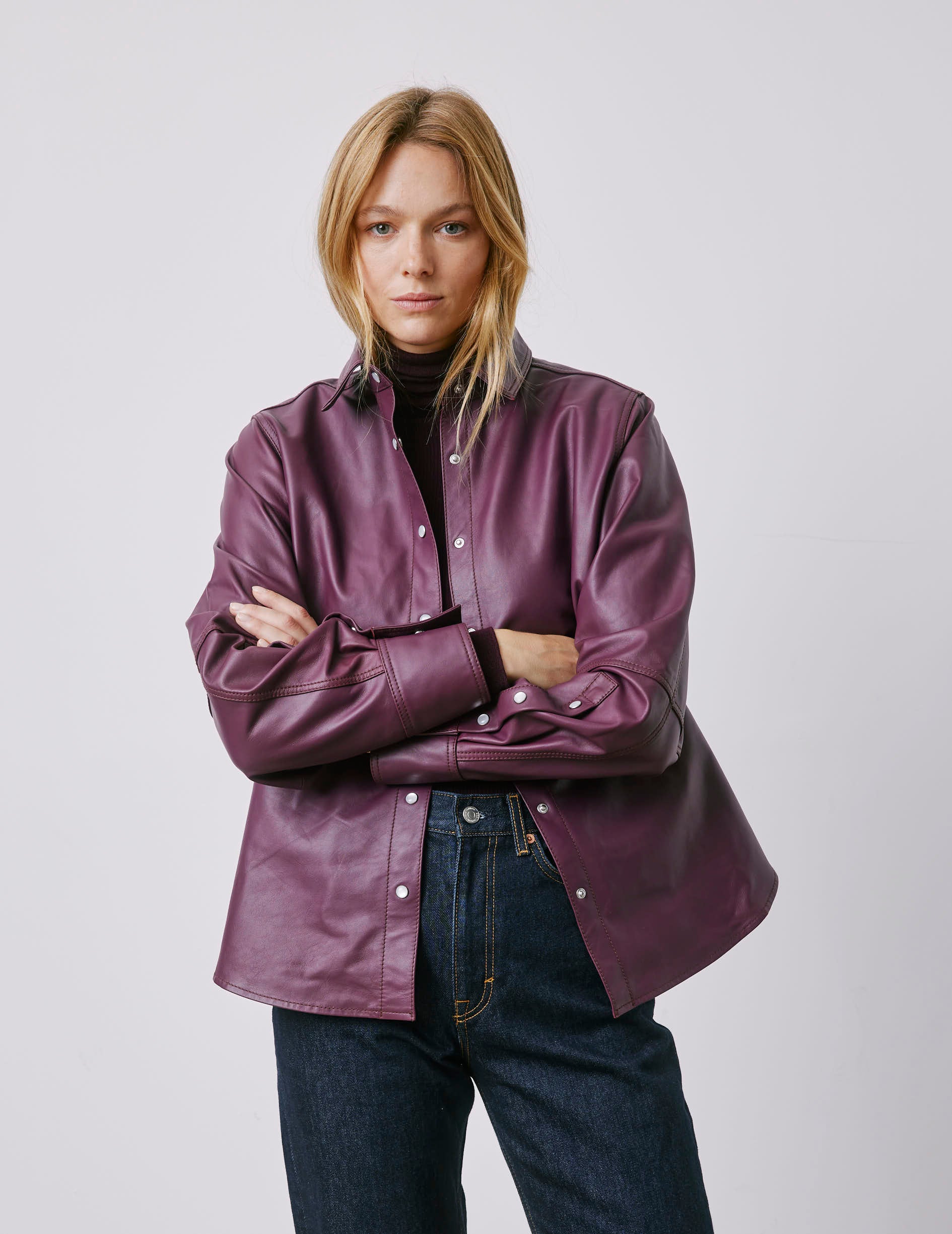 Surchemise Marylou en cuir violine