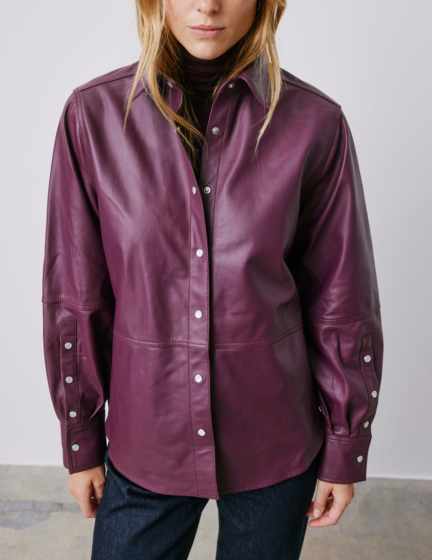 Surchemise Marylou en cuir violine