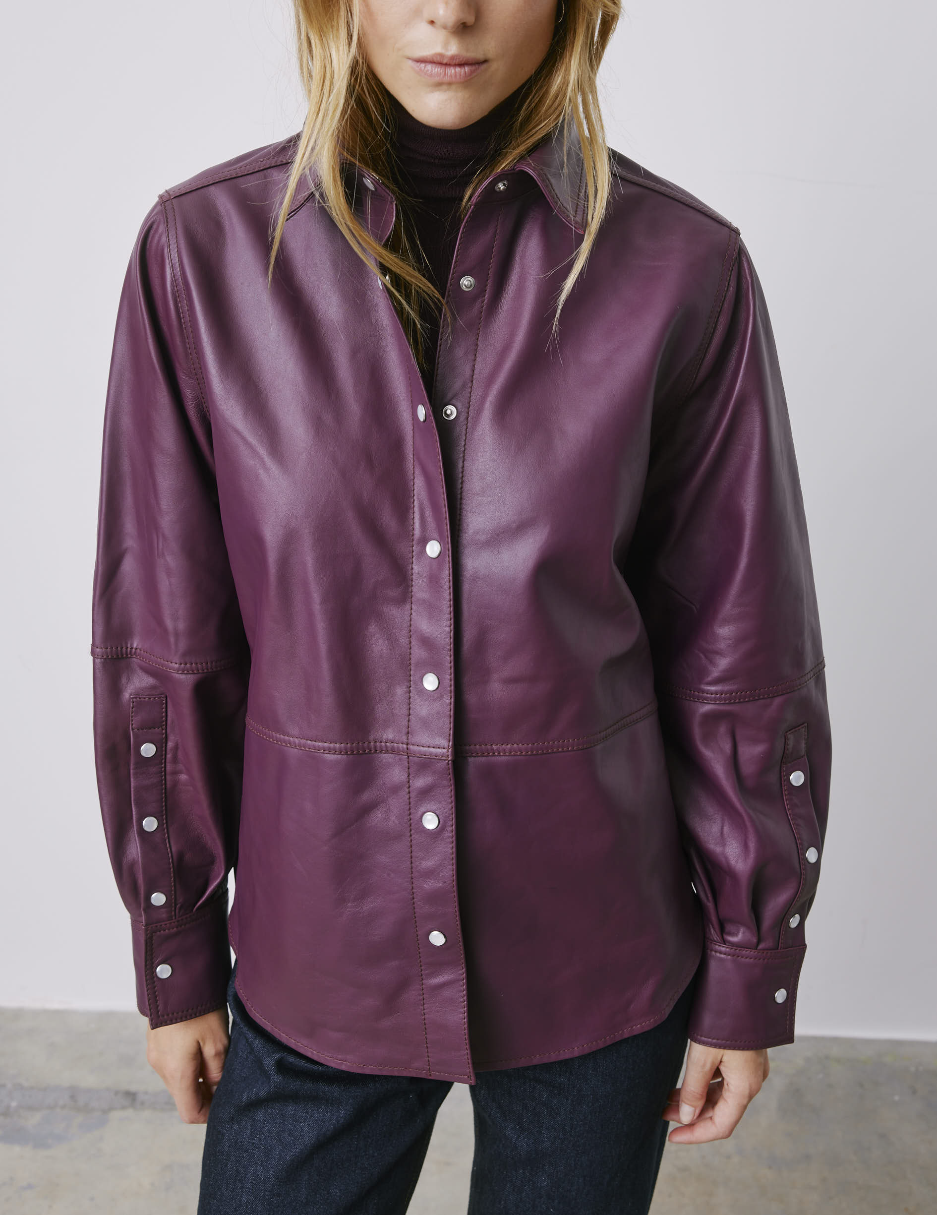 Surchemise Marylou en cuir violine