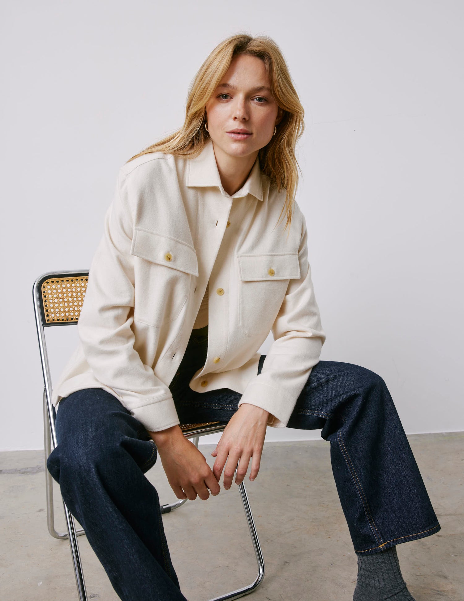 Surchemise Milena en flanelle beige - Flanelle#3