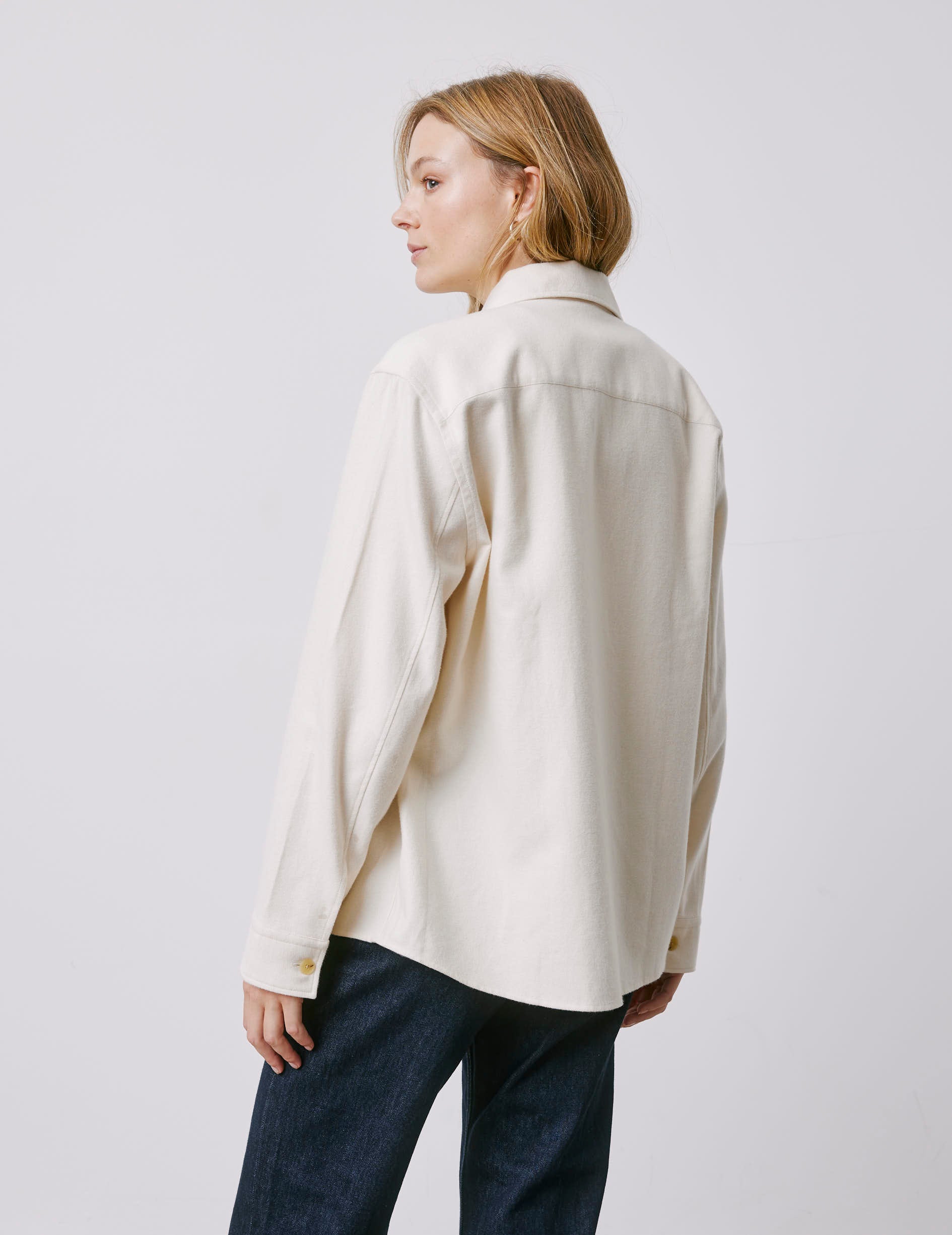 Surchemise Milena en flanelle beige - Flanelle