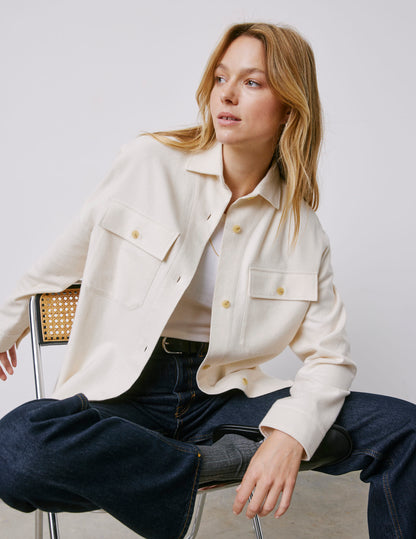 Surchemise Milena en flanelle beige