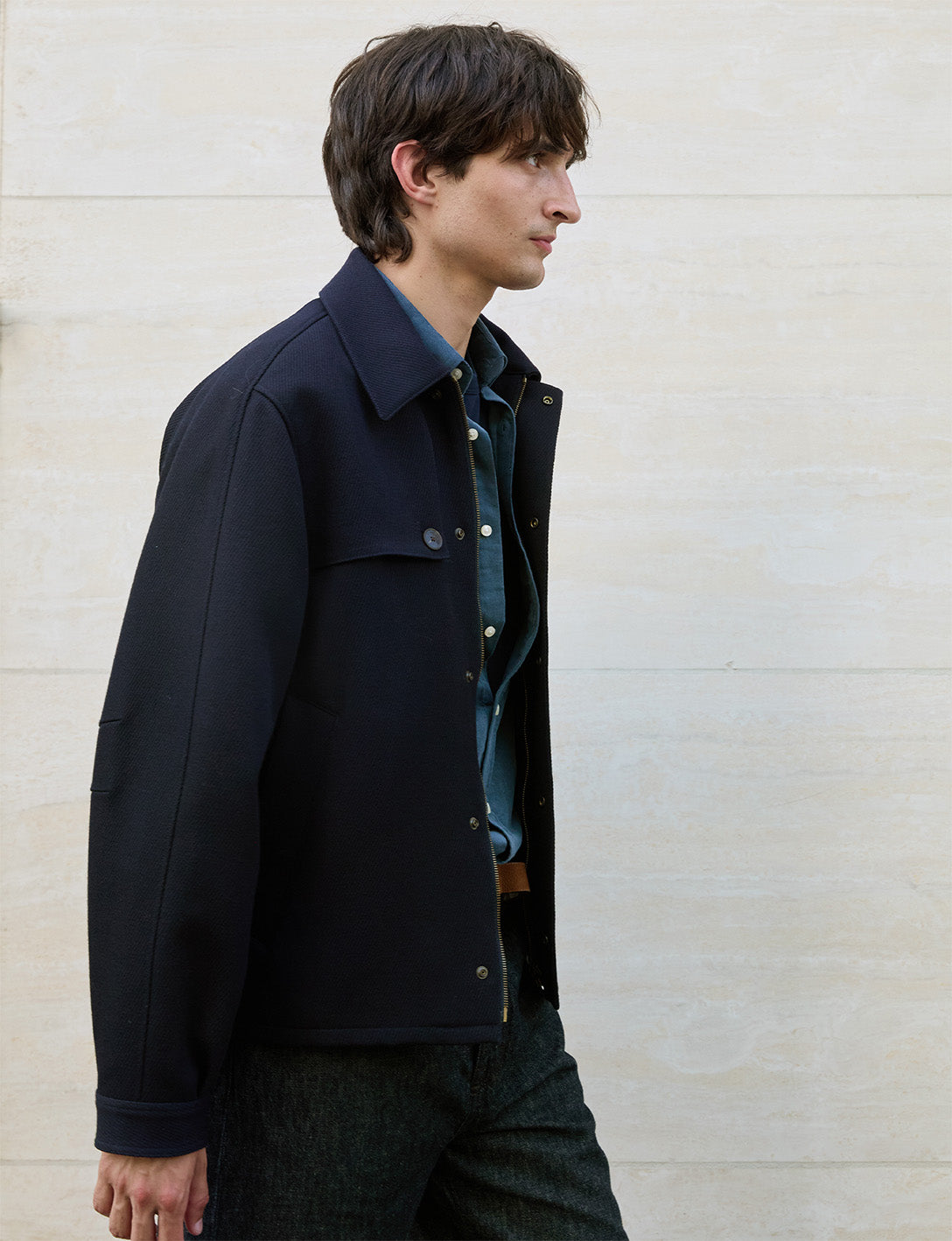 Blouson Matthew en laine vierge marine