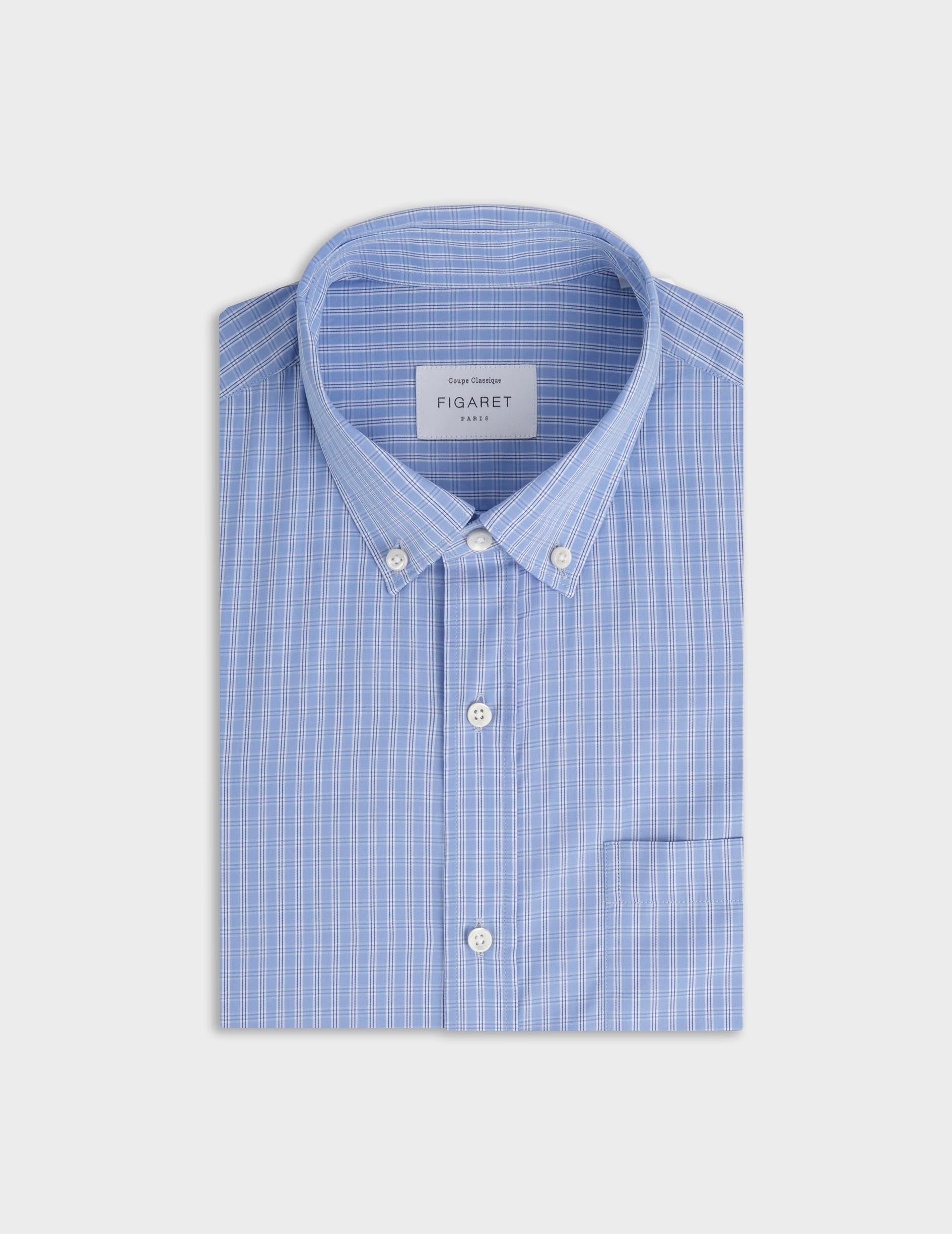 Chemise classique à carreaux bleus
