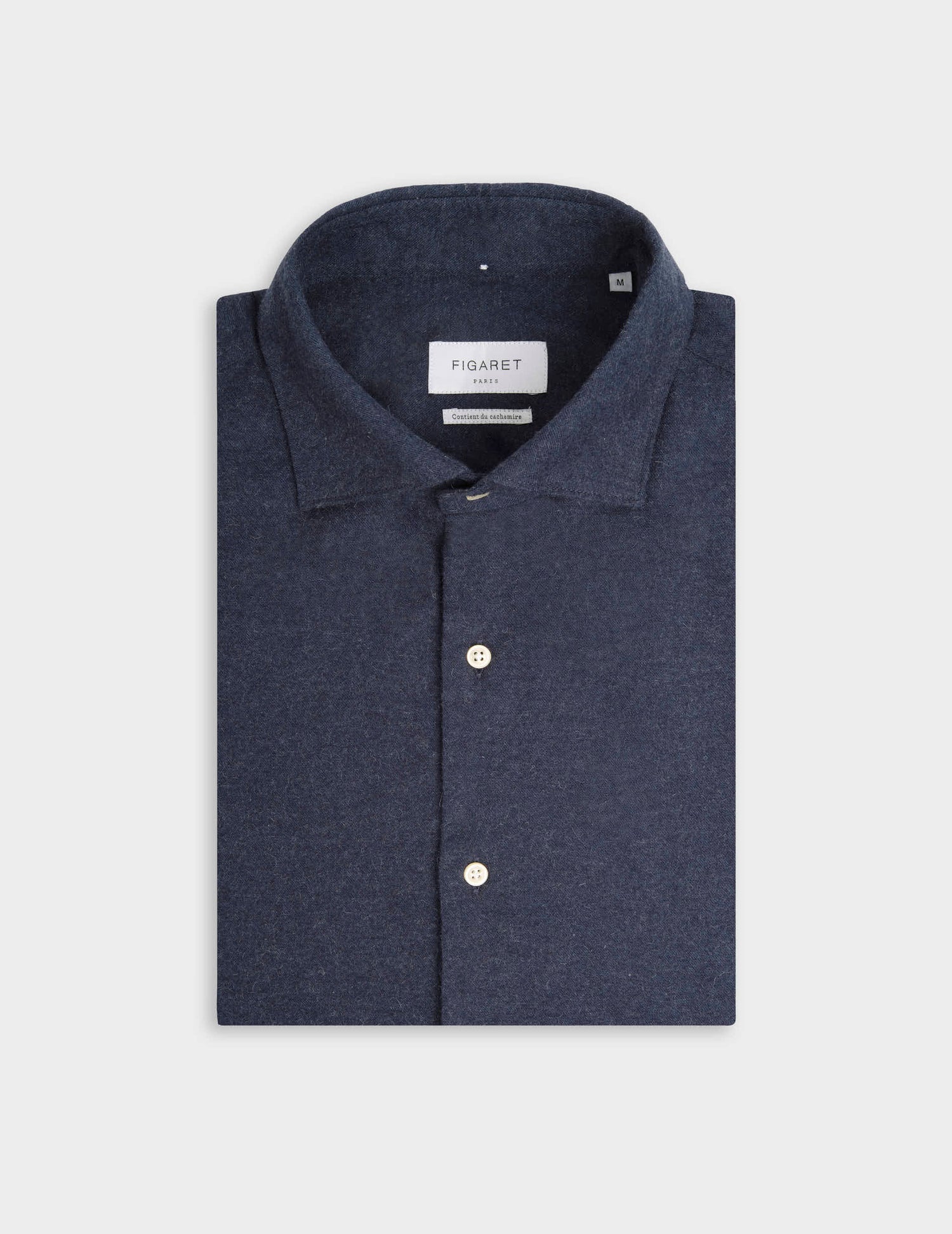 Chemise Aristote bleue - Flanelle - Col Italien#3