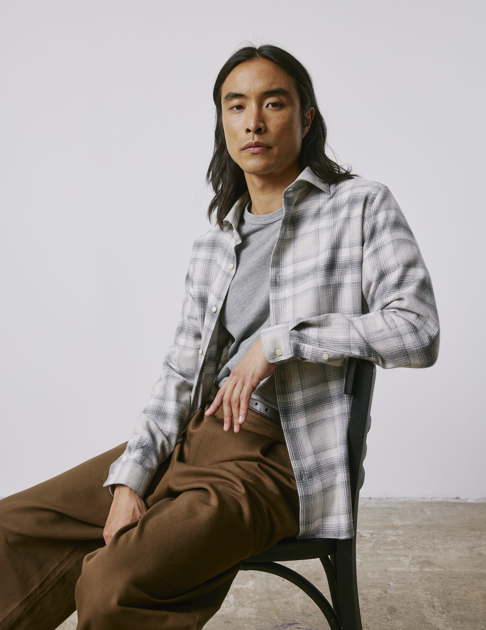 Aristote gray checked shirt