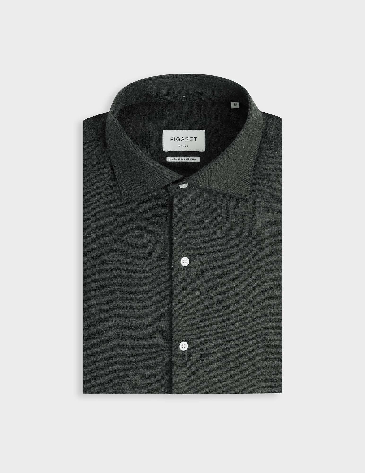 Chemise Aristote verte foncée - Flanelle - Col Italien