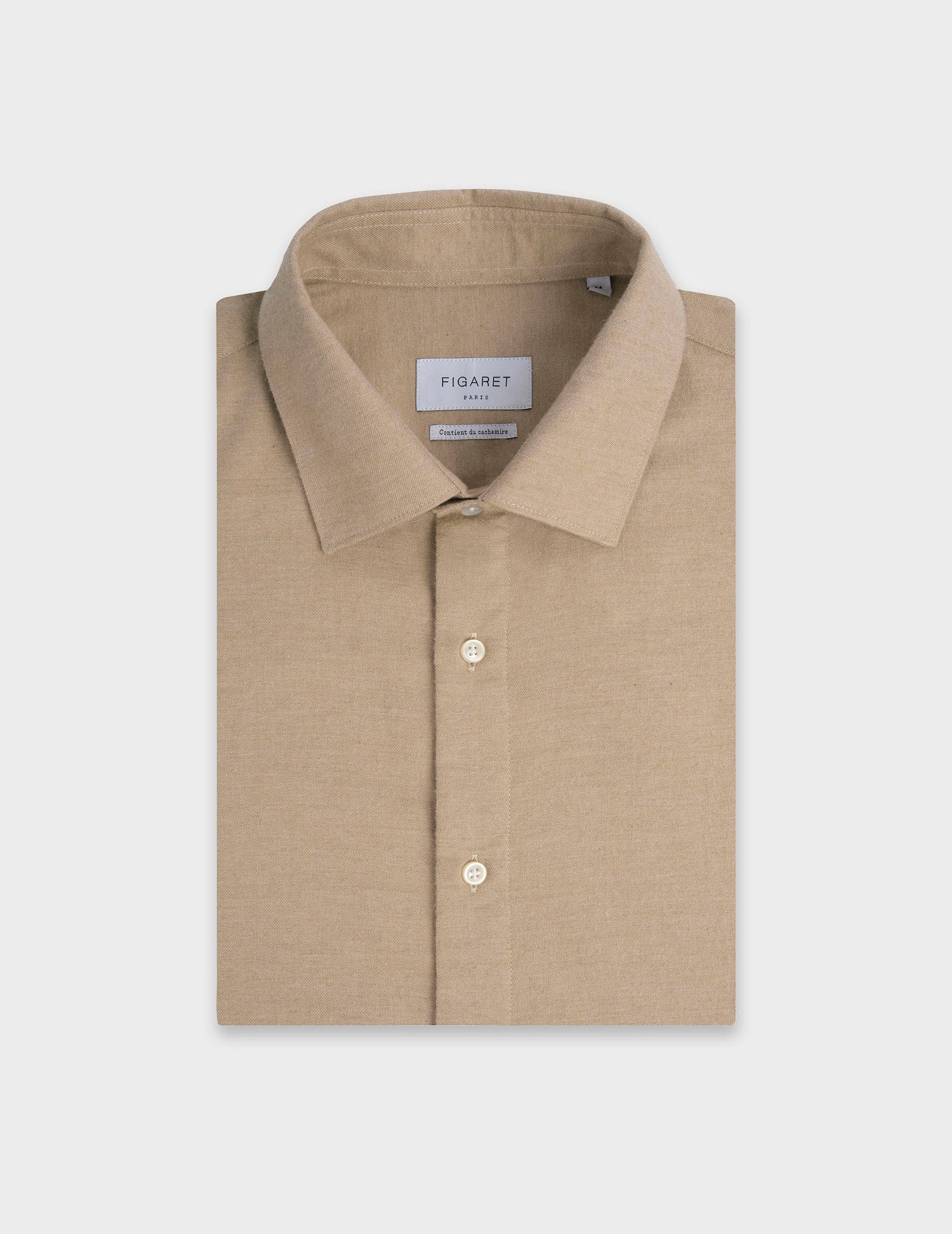 Chemise Auguste beige - Flanelle - Col Français#4