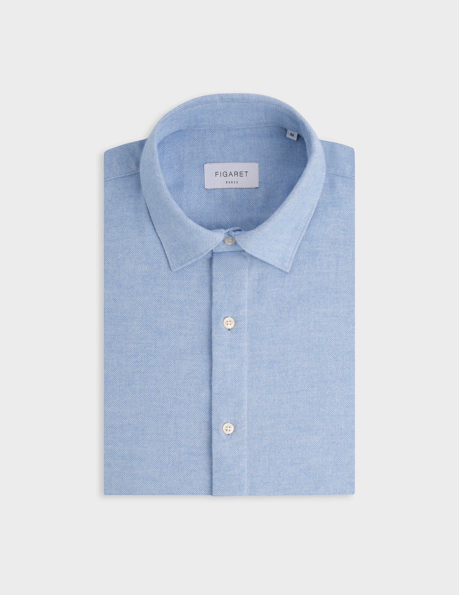 Chemise Auguste bleue - Flanelle - Col Français