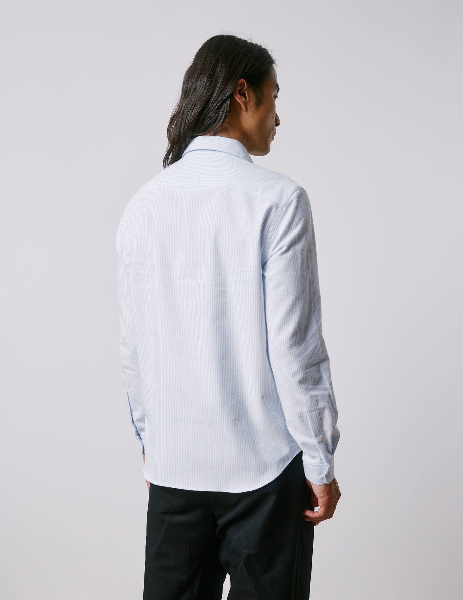 Chemise Auguste rayée bleue - Oxford gratté - Col Français#2