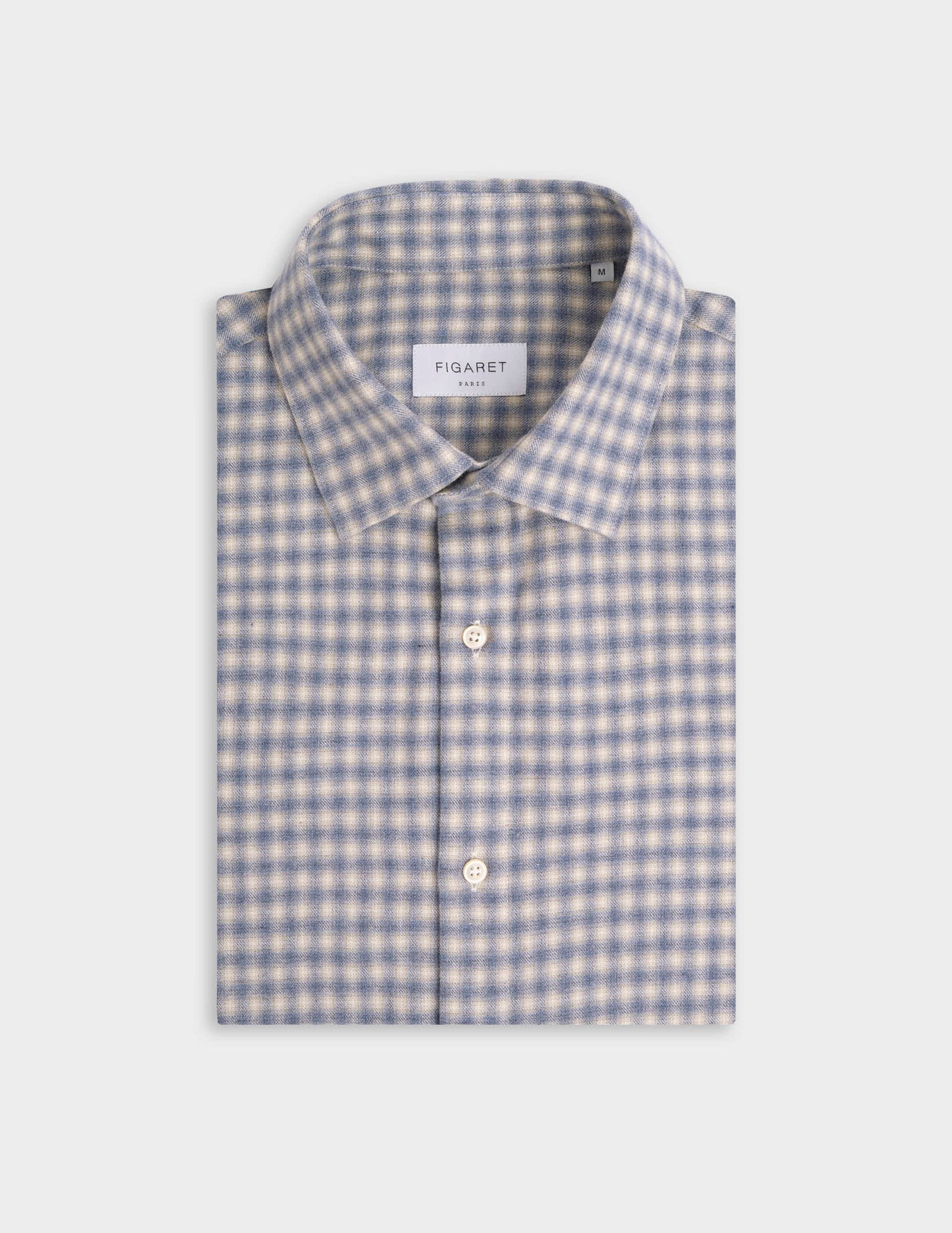 Chemise Auguste à carreaux bleus - Flanelle - Col Français#4
