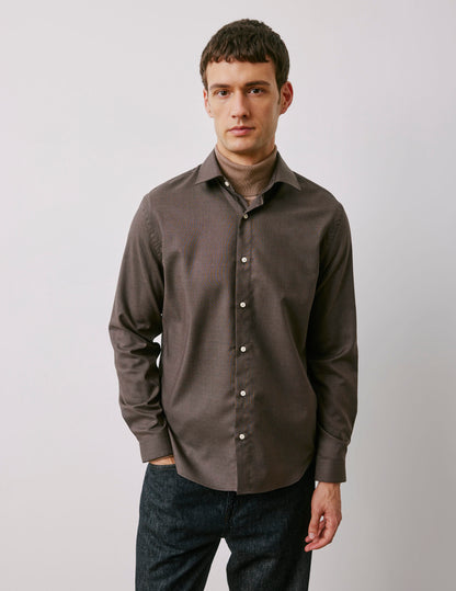 Chemise Auguste en laine vierge marron