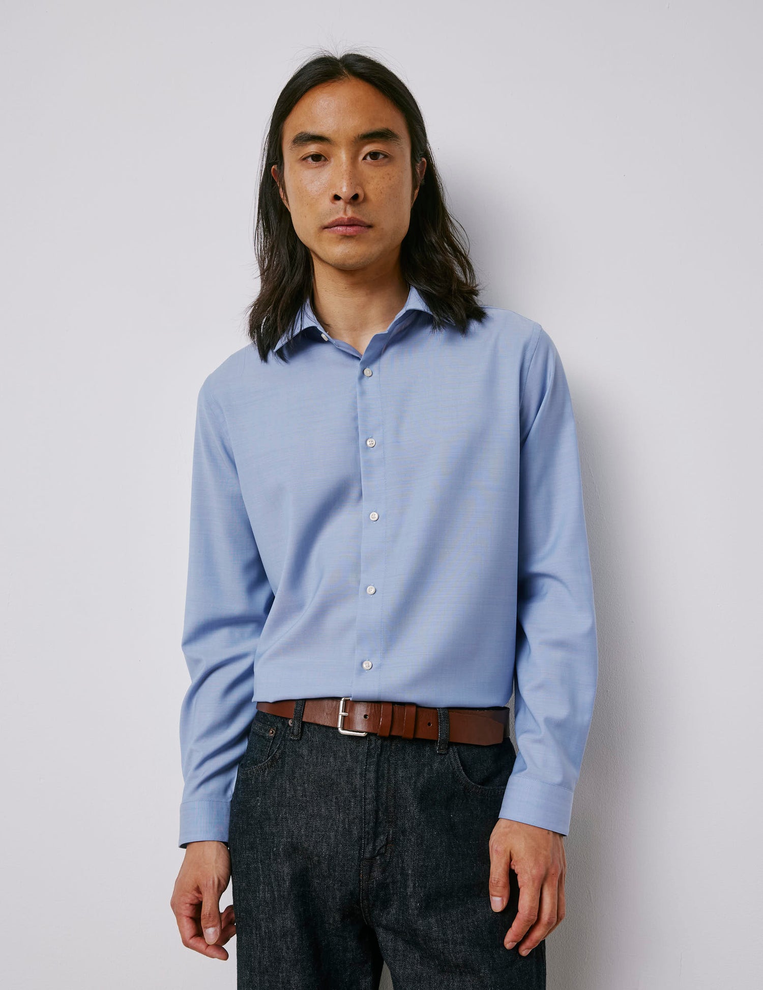 Chemise Auguste en laine vierge bleue - Laine vierge - Col Français#4