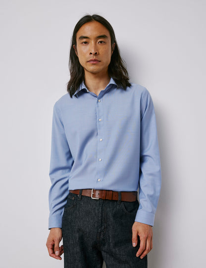 Chemise Auguste en laine vierge bleue