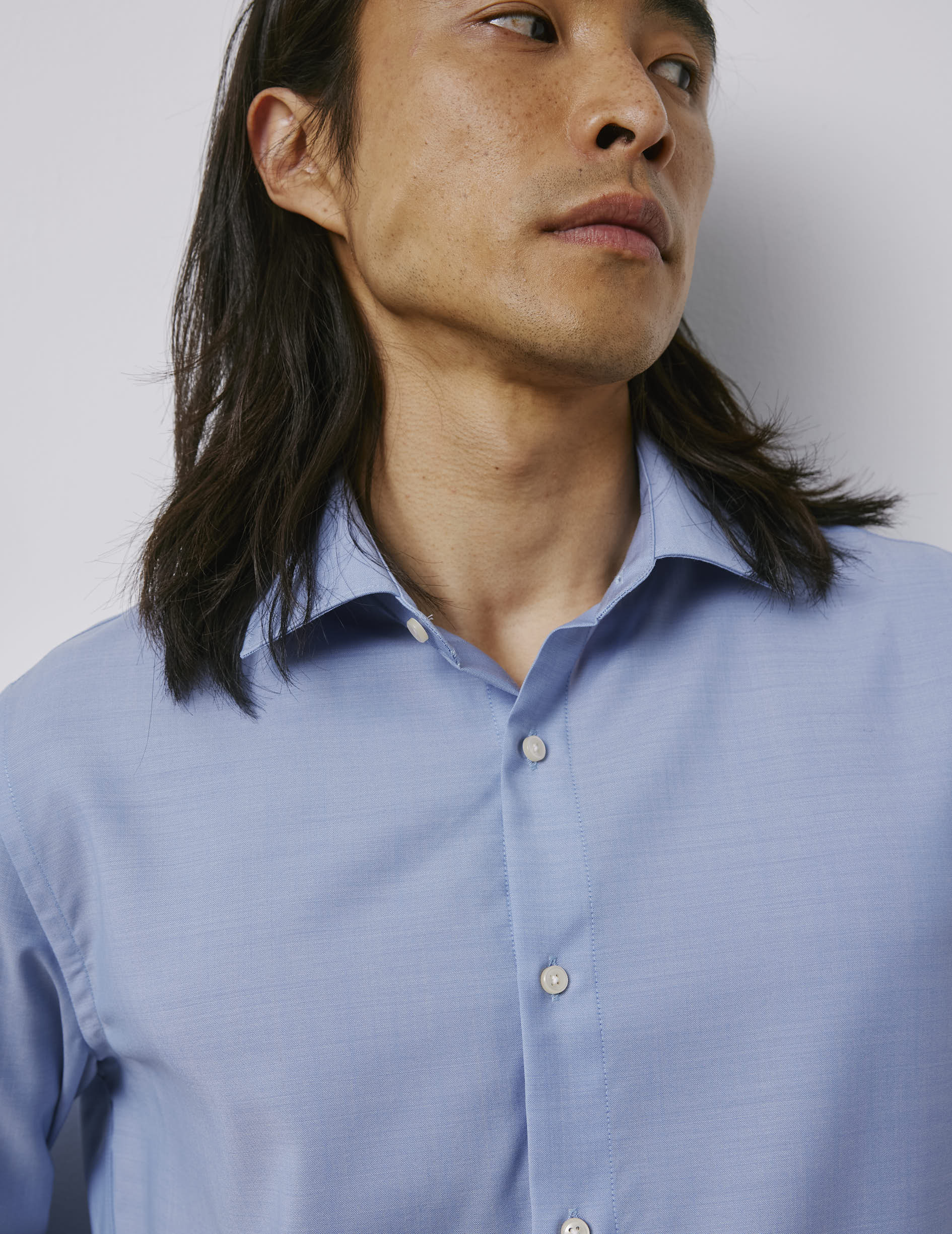 Chemise Auguste en laine vierge bleue - Laine vierge - Col Français