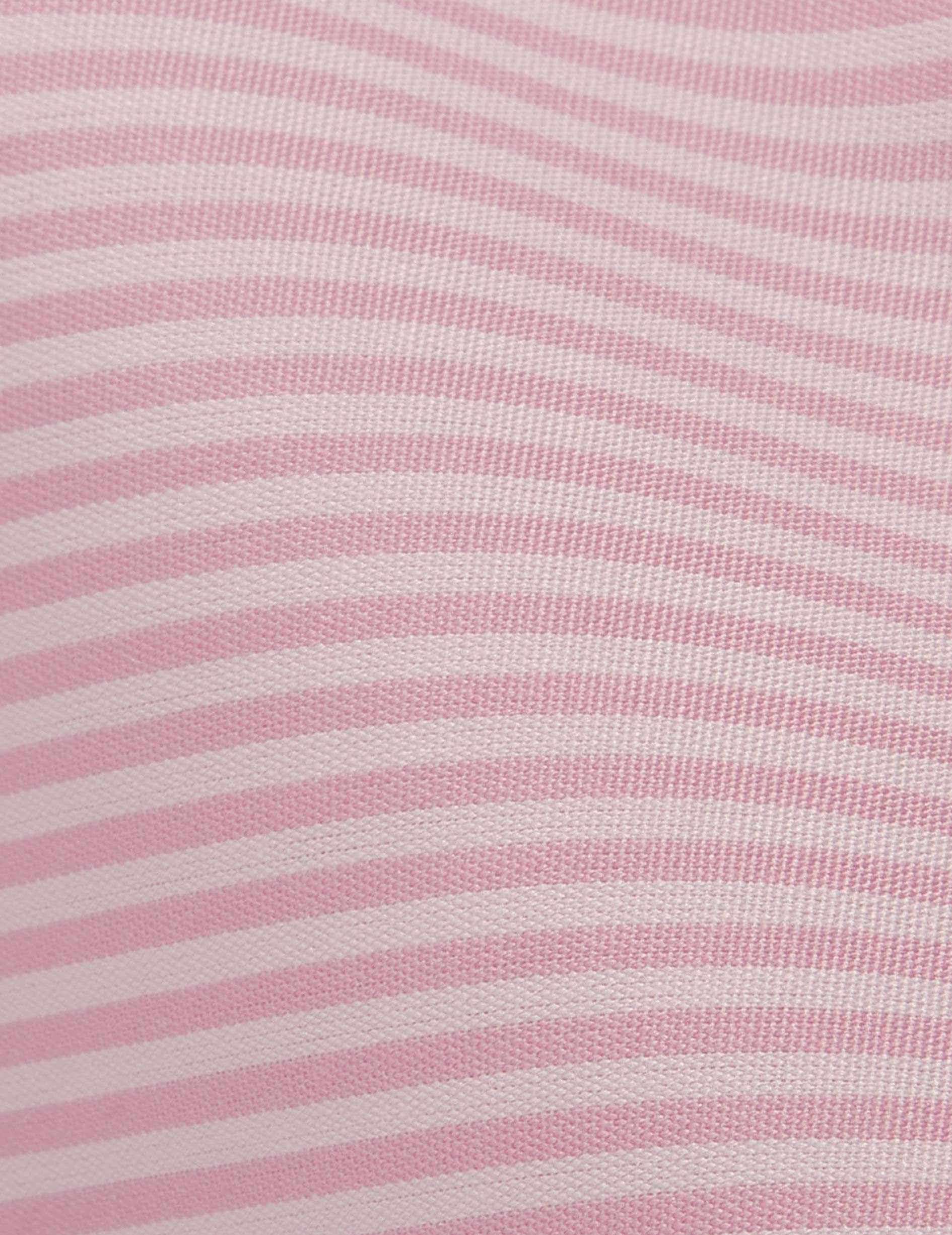 Chemise Carl Voyage rayée rose - Popeline - Col Droit ouvert - Repassage facile