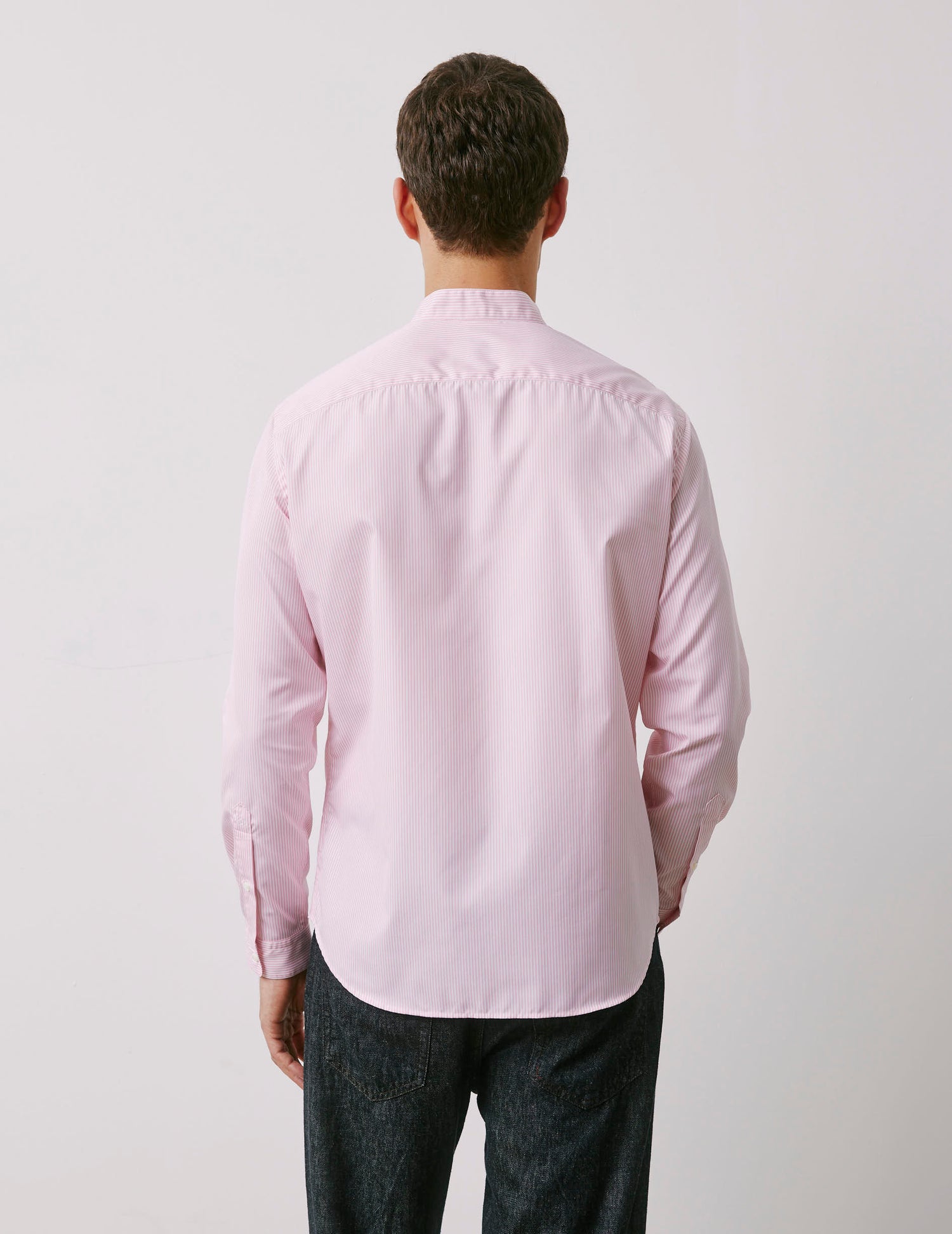 Chemise Carl Voyage rayée rose - Popeline - Col Droit ouvert - Repassage facile#2