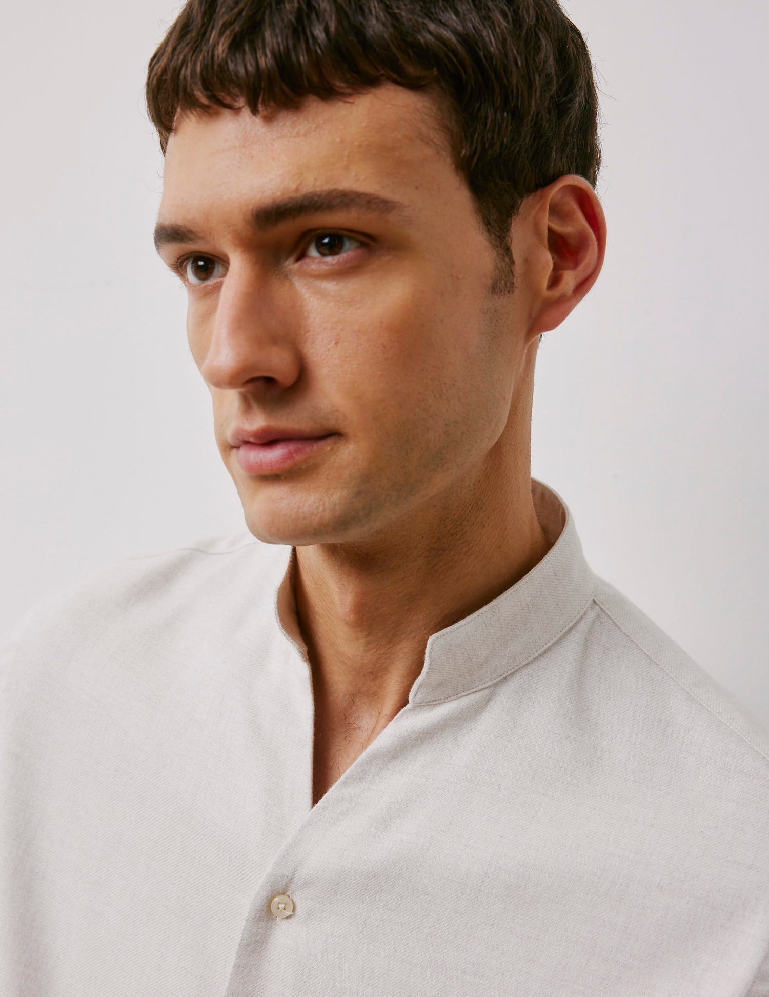 Chemise Carl écrue chinée - Flanelle - Col Droit Ouvert#2