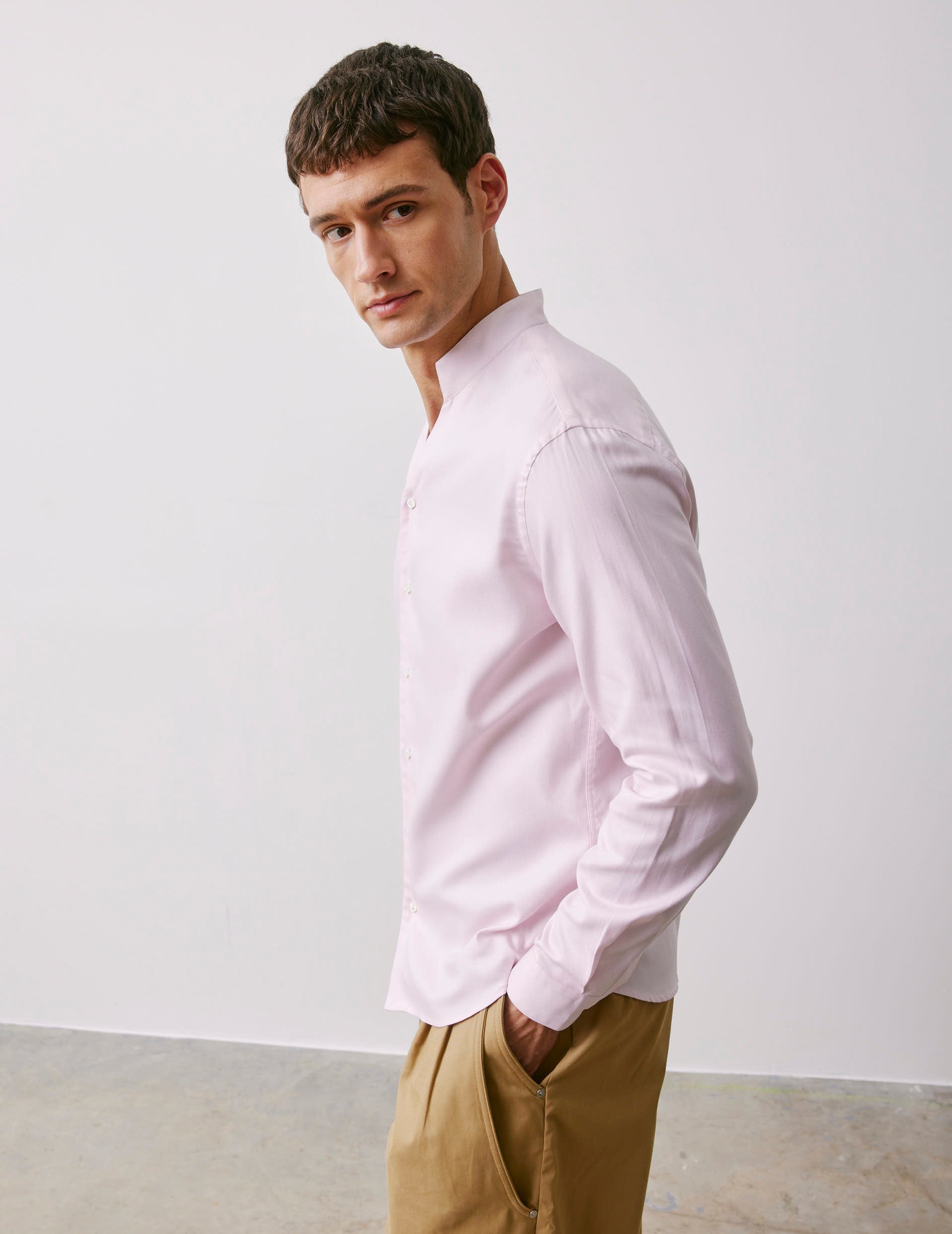 Carl pink shirt - Dobby - Open Straight Collar